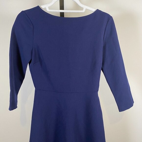 Zara Woman Long Sleeve Navy Blue Cross Strap Back Dress - Picture 7 of 13